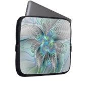 Abstrakt Blue Green Butterfly Fantasy Fraktal Art Laptopschutzhülle (Vorne Rechts)