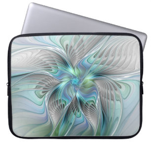 Abstrakt Blue Green Butterfly Fantasy Fraktal Art Laptopschutzhülle