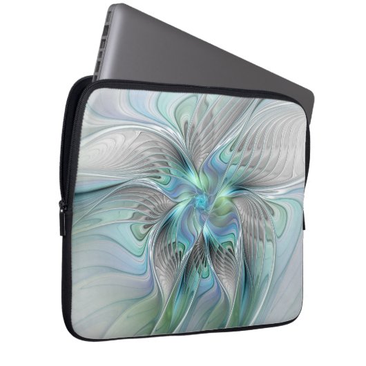 Abstrakt Blue Green Butterfly Fantasy Fraktal Art Laptopschutzhülle (Vorne Rechts)