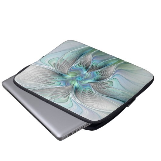Abstrakt Blue Green Butterfly Fantasy Fraktal Art Laptopschutzhülle (Vorne Knopf)