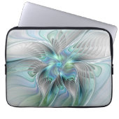 Abstrakt Blue Green Butterfly Fantasy Fraktal Art Laptopschutzhülle (Vorderseite)