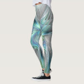Abstrakt Blue Green Butterfly Fantasy Fraktal Art Leggings (Links)