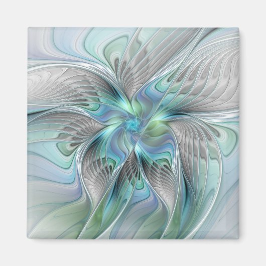 Abstrakt Blue Green Butterfly Fantasy Fraktal Art Magnet (Vorne)