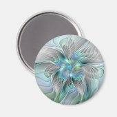 Abstrakt Blue Green Butterfly Fantasy Fraktal Art Magnet (Vorderseite/Rückseite)