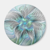 Abstrakt Blue Green Butterfly Fantasy Fraktal Art Magnet (Vorne)