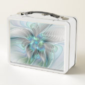 Abstrakt Blue Green Butterfly Fantasy Fraktal Art Metall Brotdose (Rückseite)