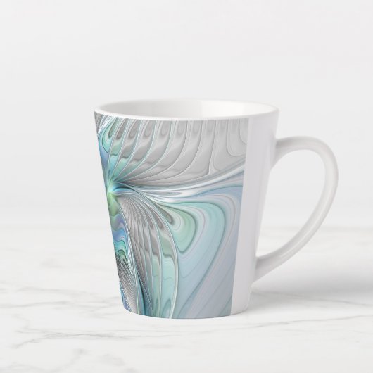 Abstrakt Blue Green Butterfly Fantasy Fraktal Art Milchtasse (Rechts)