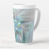 Abstrakt Blue Green Butterfly Fantasy Fraktal Art Milchtasse (Rechte Ecke)