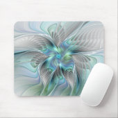 Abstrakt Blue Green Butterfly Fantasy Fraktal Art Mousepad (Mit Mouse)