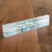 Abstrakt Blue Green Butterfly Fantasy Fraktal Art Namensplakette (Seite)