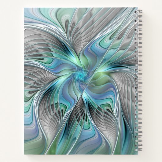 Abstrakt Blue Green Butterfly Fantasy Fraktal Art Notizblock (Rückseite)