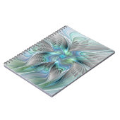 Abstrakt Blue Green Butterfly Fantasy Fraktal Art Notizblock (Linke Seite)