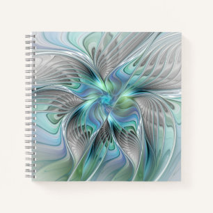 Abstrakt Blue Green Butterfly Fantasy Fraktal Art Notizblock
