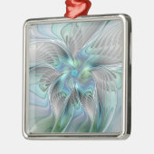 Abstrakt Blue Green Butterfly Fantasy Fraktal Art Ornament Aus Metall (Links)