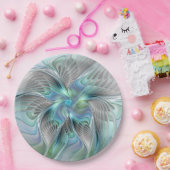 Abstrakt Blue Green Butterfly Fantasy Fraktal Art Pappteller (Party)