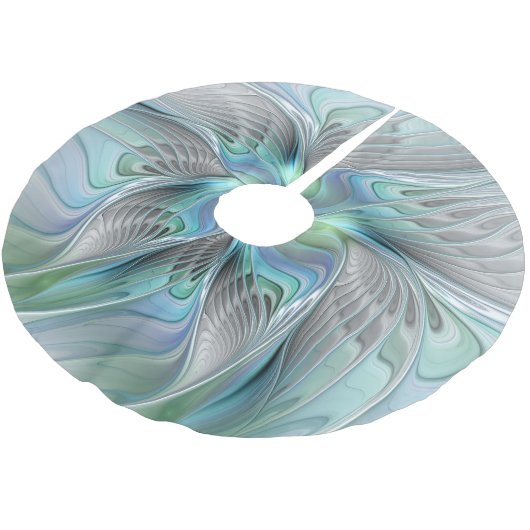Abstrakt Blue Green Butterfly Fantasy Fraktal Art Polyester Weihnachtsbaumdecke (Schrägansicht)