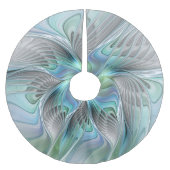 Abstrakt Blue Green Butterfly Fantasy Fraktal Art Polyester Weihnachtsbaumdecke (Vorderseite)