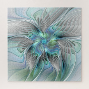 Abstrakt Blue Green Butterfly Fantasy Fraktal Art Puzzle