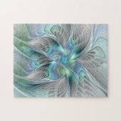 Abstrakt Blue Green Butterfly Fantasy Fraktal Art Puzzle (Horizontal)
