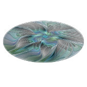 Abstrakt Blue Green Butterfly Fantasy Fraktal Art Schneidebrett (Ecke)