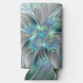 Abstrakt Blue Green Butterfly Fantasy Fraktal Art Selters Dosenkühler (Rückseite)