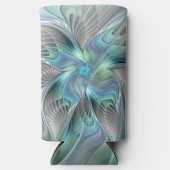 Abstrakt Blue Green Butterfly Fantasy Fraktal Art Selters Dosenkühler (Vorderseite)