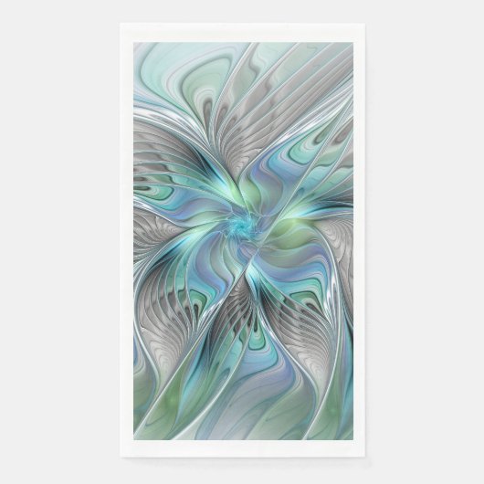 Abstrakt Blue Green Butterfly Fantasy Fraktal Art Serviette (Vorderseite)