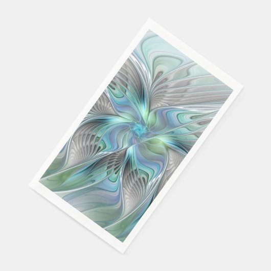 Abstrakt Blue Green Butterfly Fantasy Fraktal Art Serviette (Ecke)