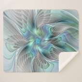 Abstrakt Blue Green Butterfly Fantasy Fraktal Art Sherpadecke (Vorderseite (Horizontal))