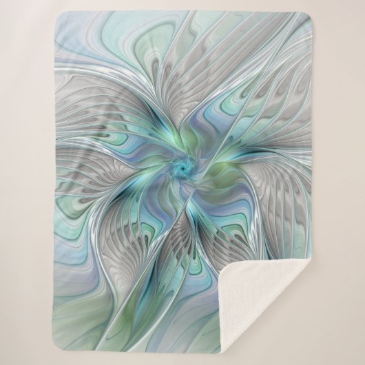 Abstrakt Blue Green Butterfly Fantasy Fraktal Art Sherpadecke (Vorderseite)