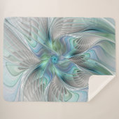 Abstrakt Blue Green Butterfly Fantasy Fraktal Art Sherpadecke (Vorderseite (Horizontal))