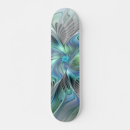 Abstrakt Blue Green Butterfly Fantasy Fraktal Art Skateboard (Vorne)