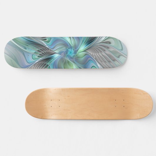Abstrakt Blue Green Butterfly Fantasy Fraktal Art Skateboard (Horizontal)