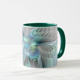 Abstrakt Blue Green Butterfly Fantasy Fraktal Art Tasse