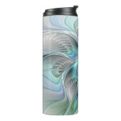 Abstrakt Blue Green Butterfly Fantasy Fraktal Art Thermosbecher (Nach links gedreht)