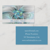 Abstrakt Blue Green Butterfly Fantasy Fraktal Art Visitenkarte (Vorne/Hinten)