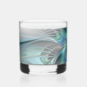 Abstrakt Blue Green Butterfly Fantasy Fraktal Art Whiskyglas (Vorderseite)