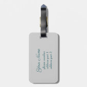 Abstrakt Blue Green Butterfly Fantasy Fraktal Name Gepäckanhänger (Rückseite vertikal)