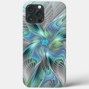 Abstrakt Blue Green Butterfly Fraktal Art Monogram Case-Mate iPhone Hülle