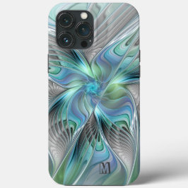 Abstrakt Blue Green Butterfly Fraktal Art Monogram Case-Mate iPhone Hülle