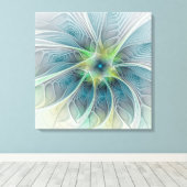 Abstrakt Blue Green Fraktal Art Fantasy Blume Leinwanddruck (Insitu (Holzboden))