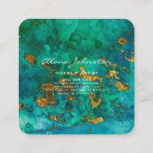 Abstrakt Blue Green Gold Makeup Artist Quadratische Visitenkarte (Rückseite)