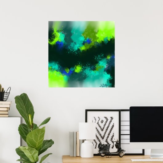 Abstrakt Blue Green Moderne Kunstdrucken Poster (Heimbüro)