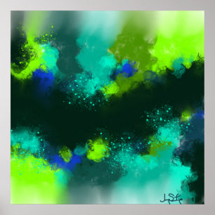 Abstrakt Blue Green Moderne Kunstdrucken Poster