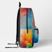 Abstrakt Blue Green Orange Paint Pour Bedruckter Rucksack (Links)