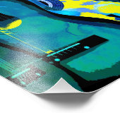 Abstrakt Blue Green & Yellow Gitarren Kunstdrucke Fotodruck (Ecke)