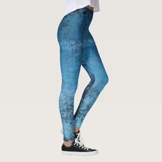 Abstrakt Blue Grunge Leggings (Rechts)