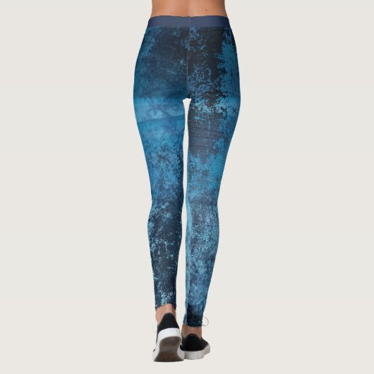 Abstrakt Blue Grunge Leggings (Rückseite)