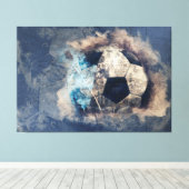 Abstrakt Blue Grunge Soccer Leinwanddruck (Insitu (Holzboden))