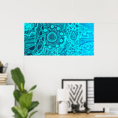Abstrakt Blue Henna Style Poster (Heimbüro)